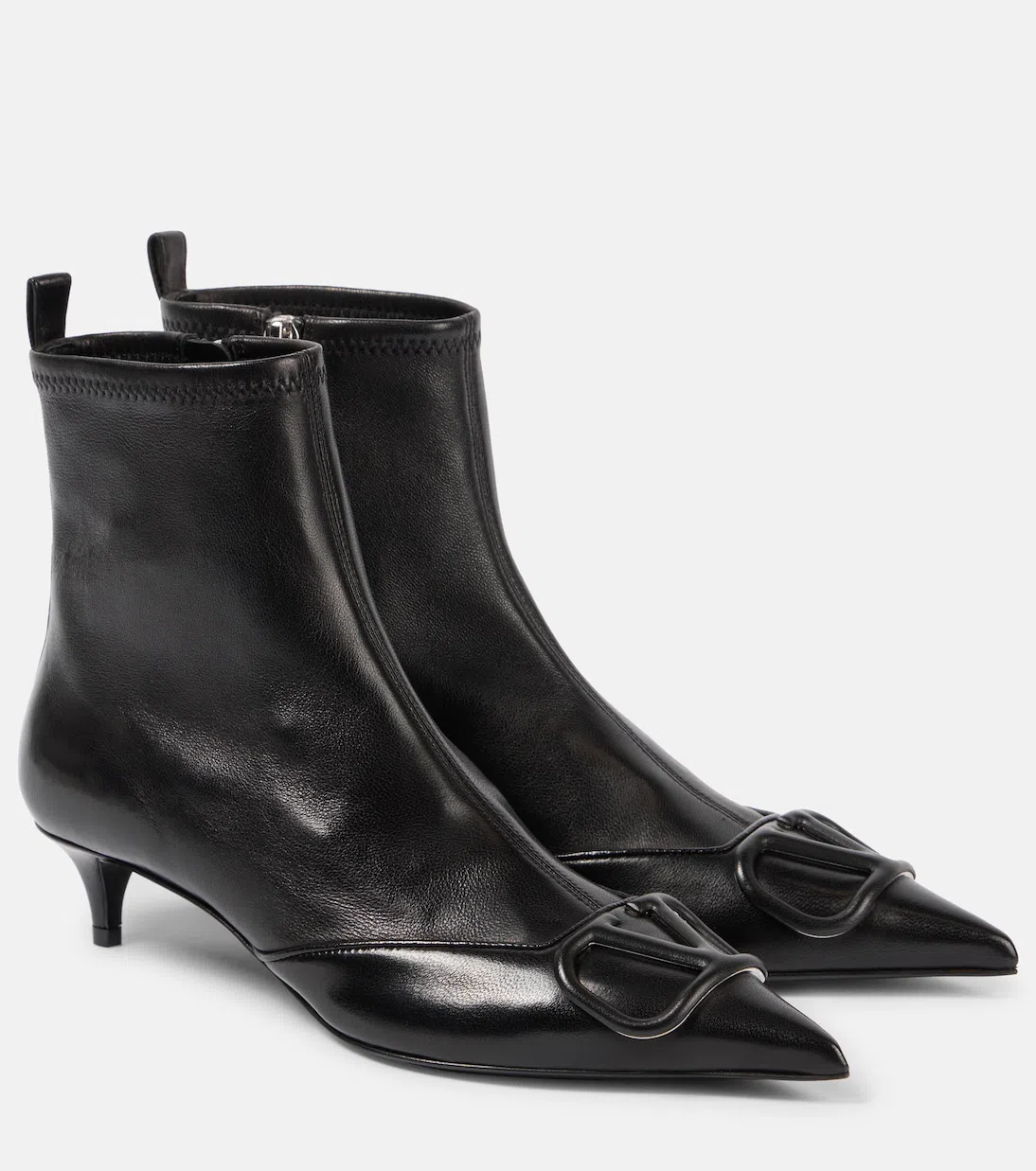 VALENTINO GARAVANI Vlogo Signature Leather Ankle Boots In Schwarz