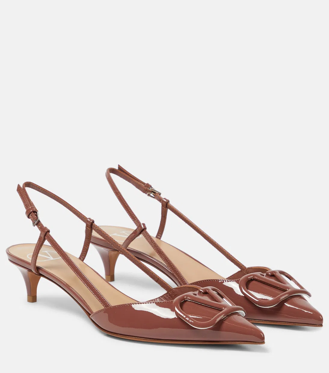 VALENTINO GARAVANI Valentino Vlogo 40 Patent Slingback Pump In Orange