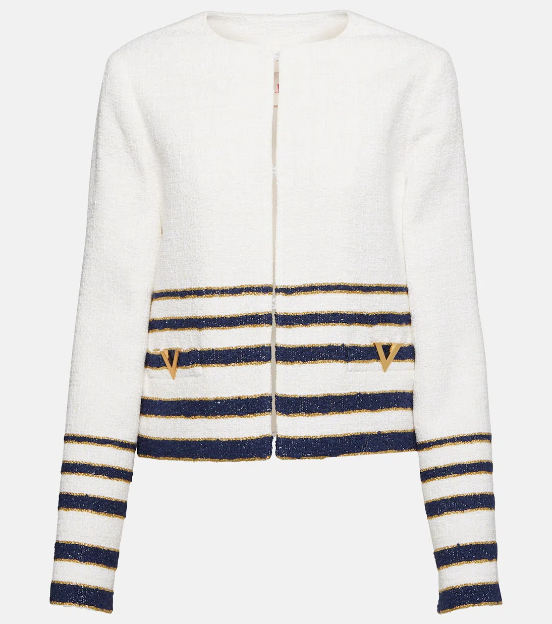 VALENTINO Embellished Wool And Silk-blend Crepe Midi Skirt In Navy