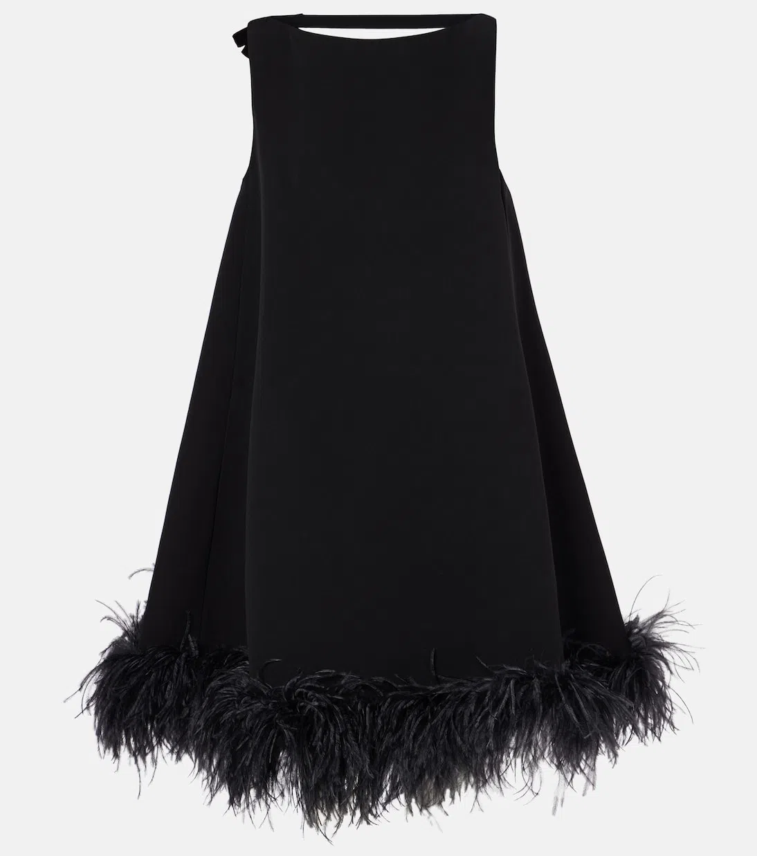 VALENTINO Crepe Mini Dress W/feathers In Multi