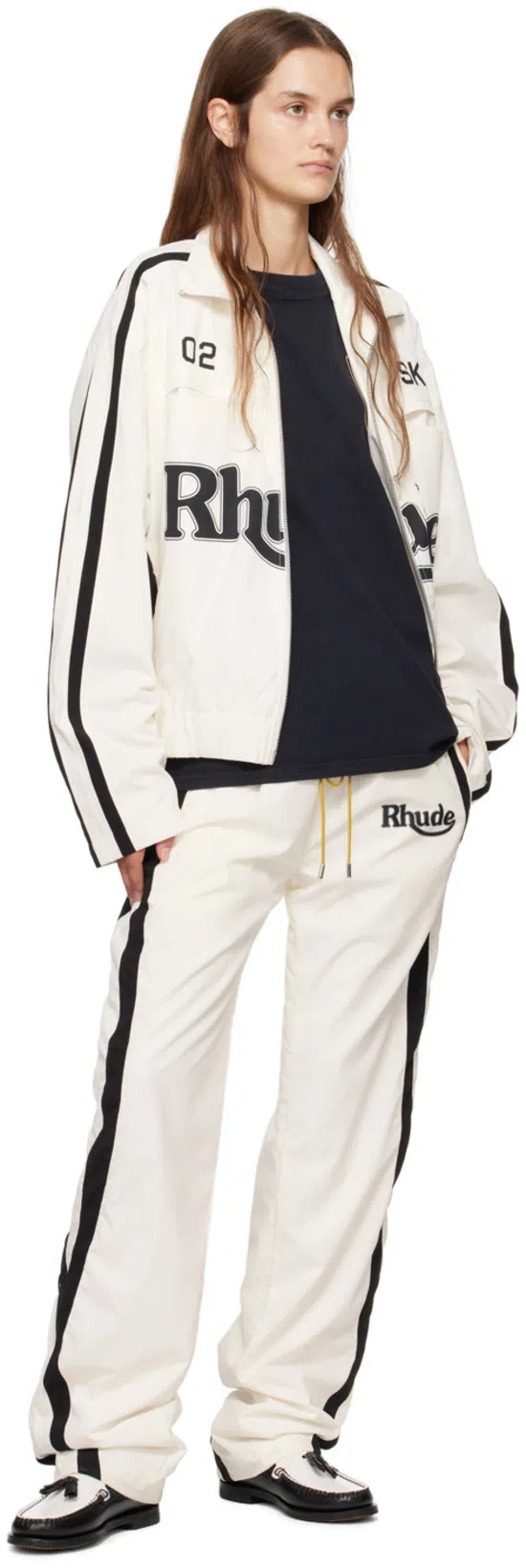 RHUDE Off-white & Black Ski Track Pants In 0128 White/black
