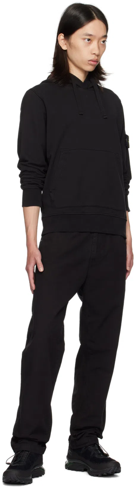 STONE ISLAND Cotton Sweatshirt With Removable Logo Patch In Black