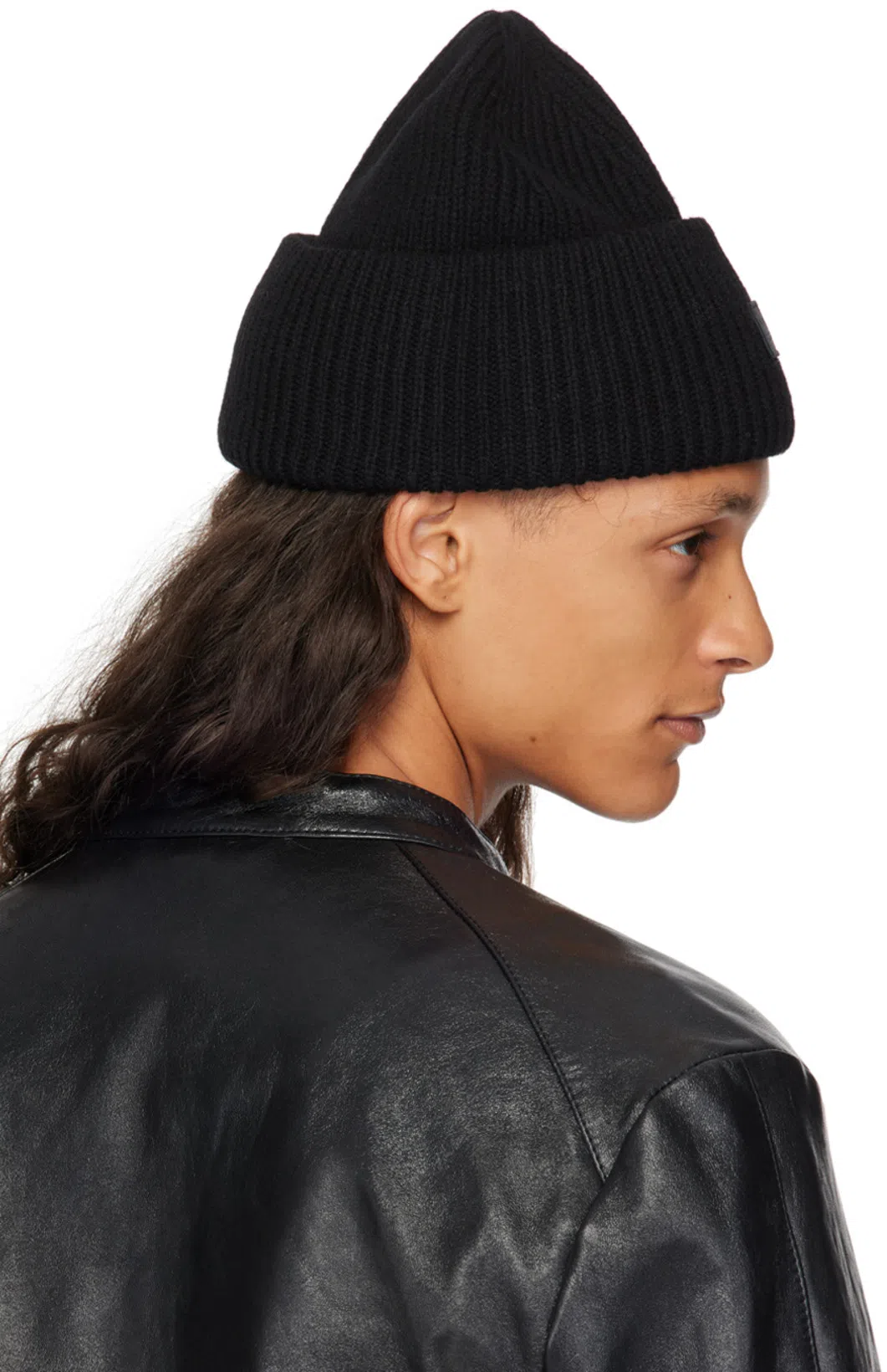 ACNE STUDIOS Black Band Collar Leather Jacket In 900 Black