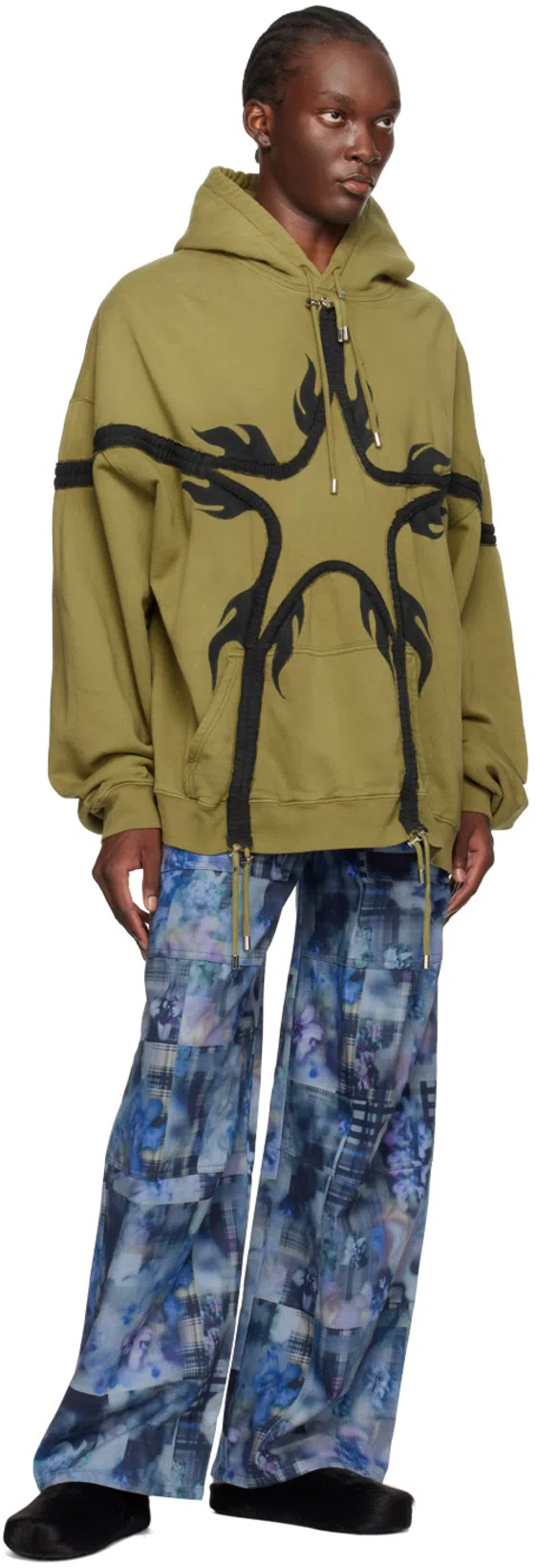 DEER STAGS Black Long Hair Calfskin Fussbett Sabot Loafers