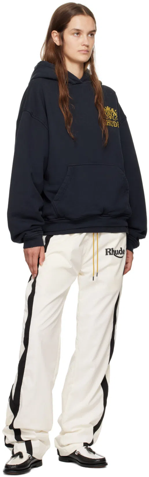 RHUDE Off-white & Black Ski Track Pants In 0128 White/black