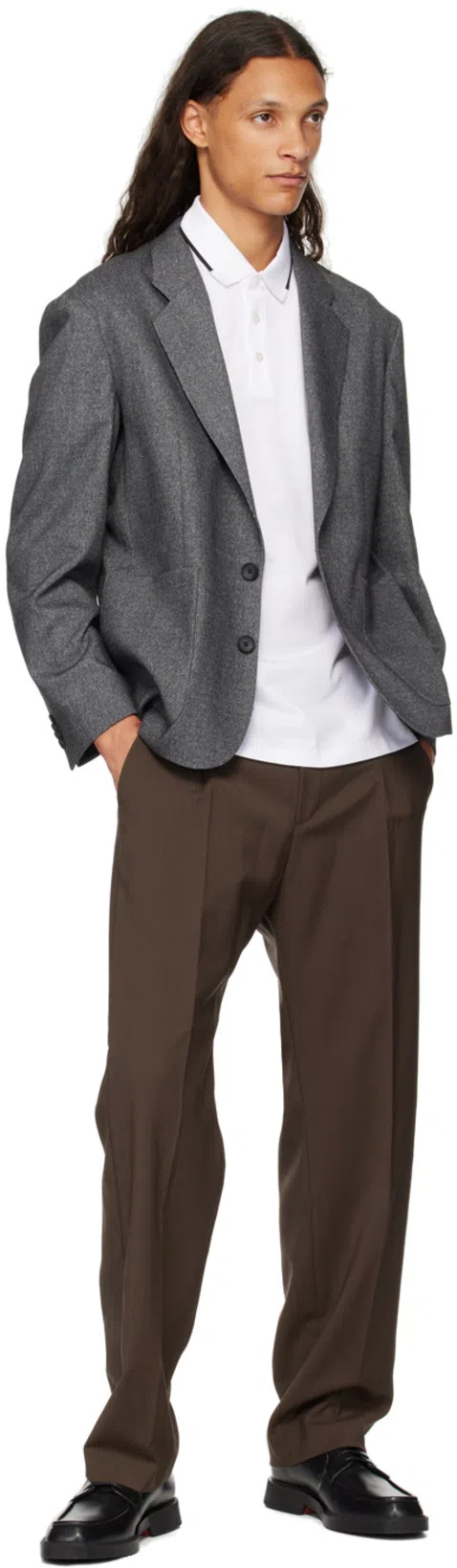 HUGO BOSS Deresino232 Mens Tipped Polo Shirt With Logo Label In White