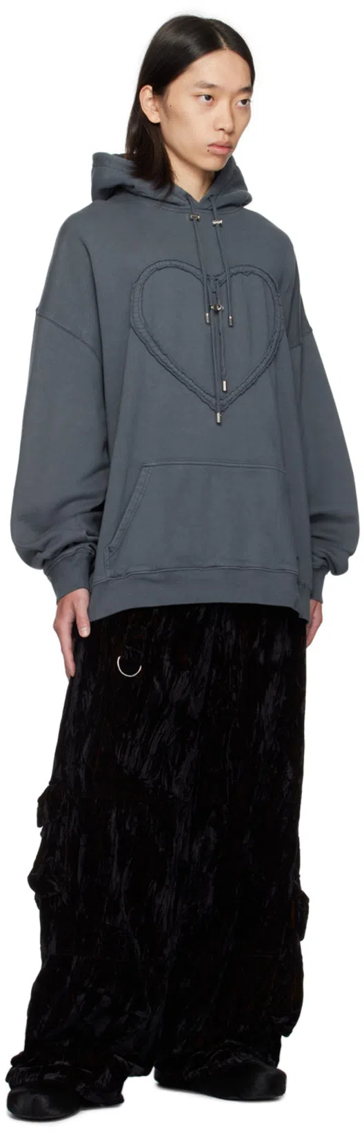 DEER STAGS Black Long Hair Calfskin Fussbett Sabot Loafers