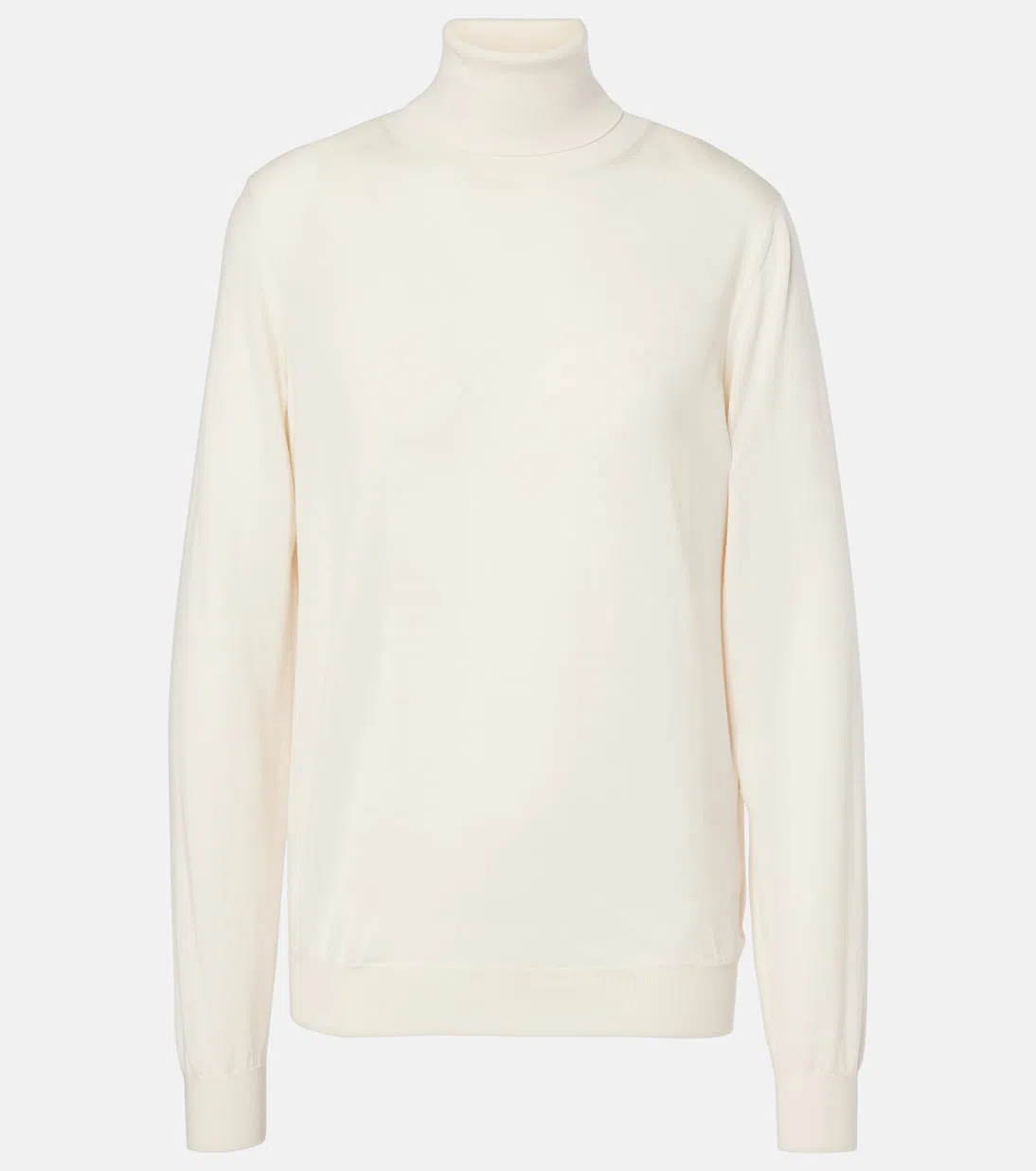THE ROW Diye Silk-cotton Turtleneck Sweater In Porcelain