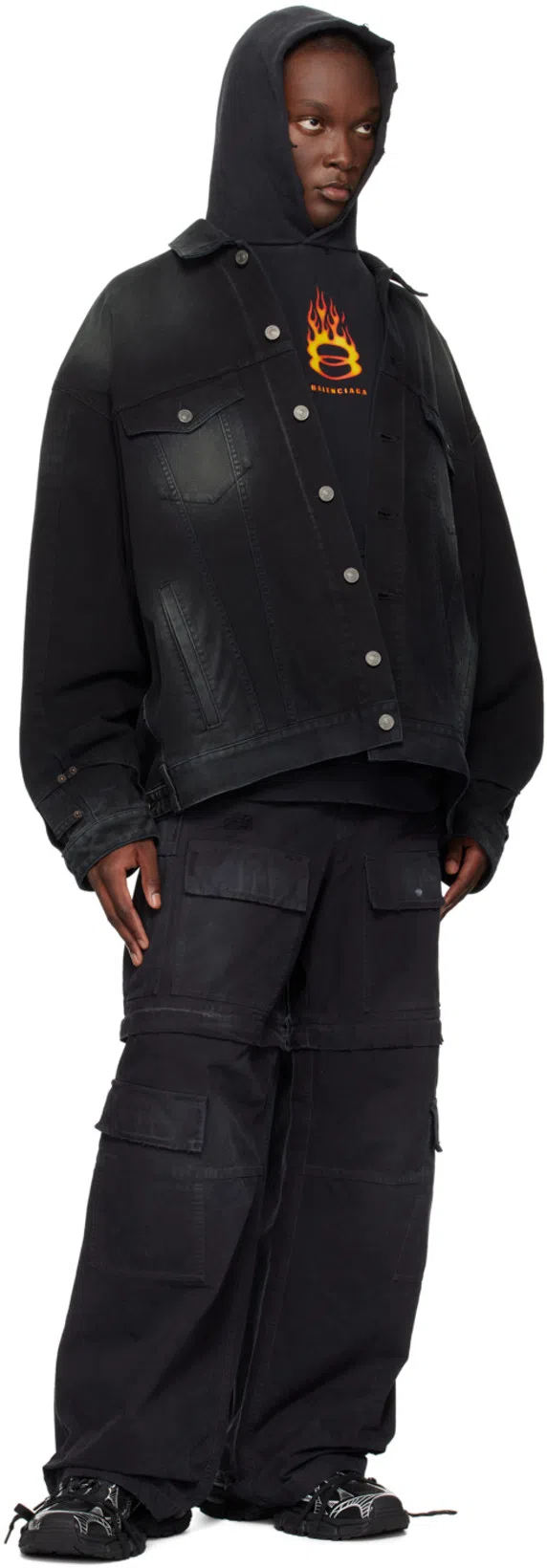 BALENCIAGA Deconstructed Denim Jacket In Black