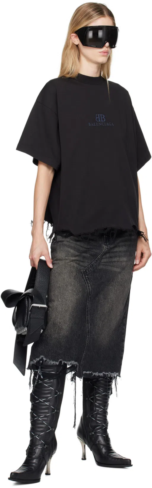 ALEXANDER WANG Black Leather Small Ricco Shoulder Bag