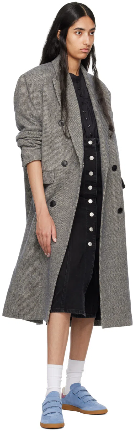 ISABEL MARANT Beth Mixed Leather Triple-grip Sneakers In Blue White