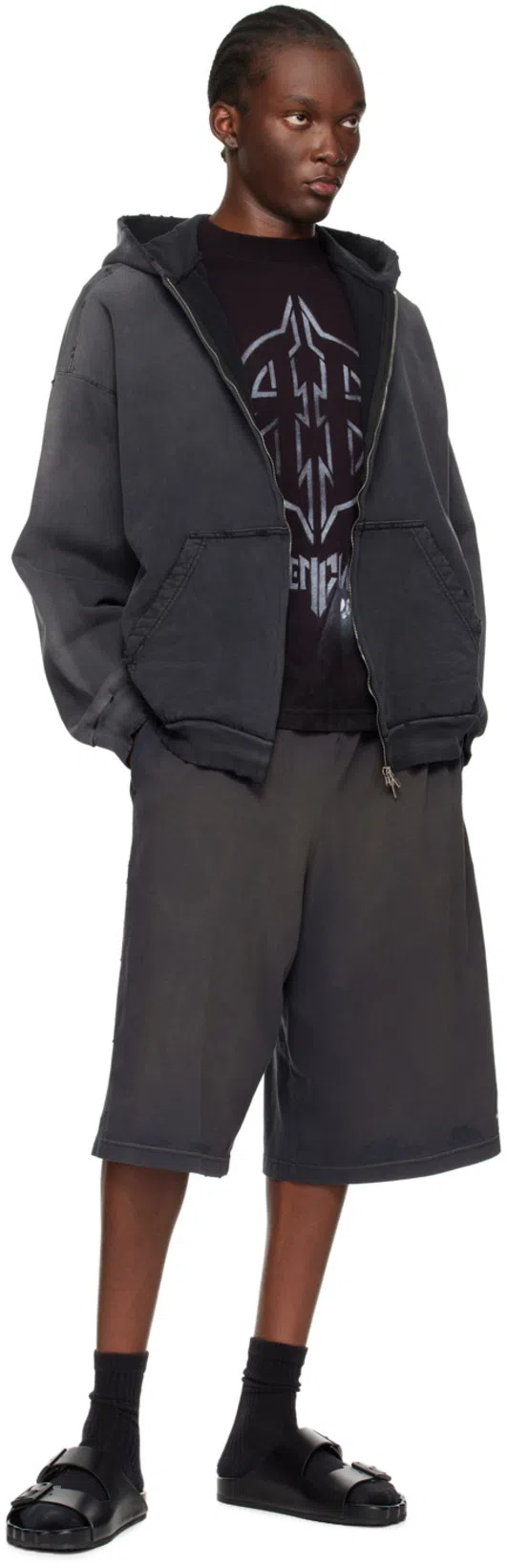 BALENCIAGA Smooth Leather Sunday Slides For A Chic In Black