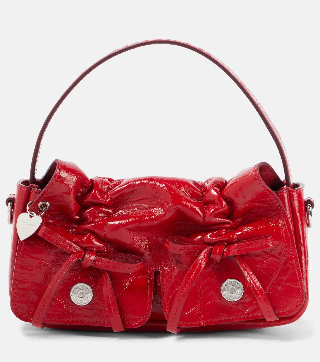 ACNE STUDIOS Multipocket Crinkle Patent Leather Top Handle Bag In Red