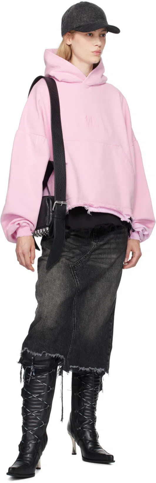 ALEXANDER WANG Black Leather Small Ricco Shoulder Bag