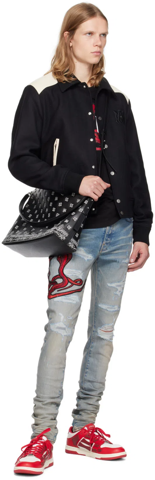 AMIRI Low Top Sneakers Contrast Panels In Red