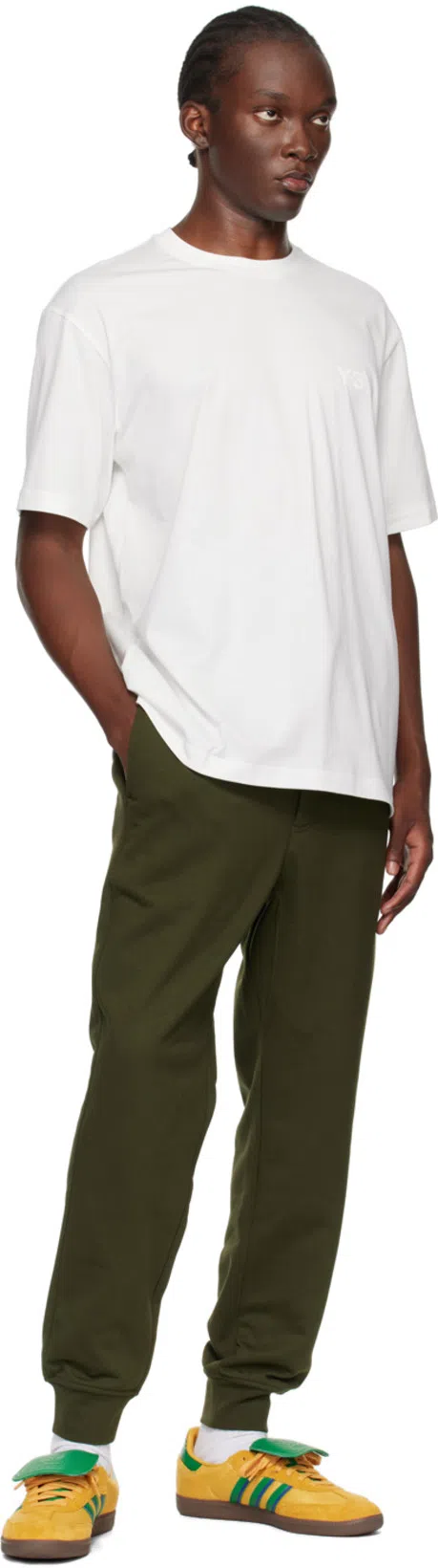 Y-3 Classic Chest Logo Cotton T-shirt In Bianco