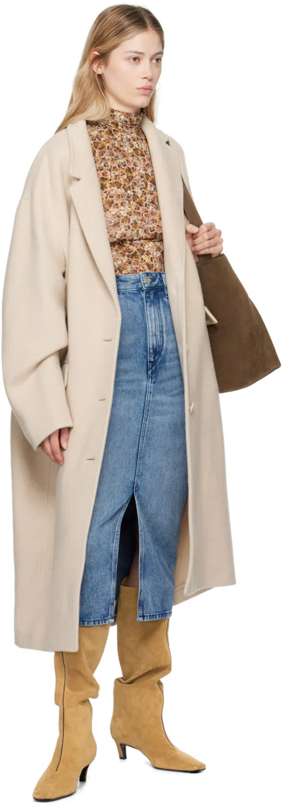 TOTÊME 55mm The Wide Shaft Suede Boots In 焦糖色