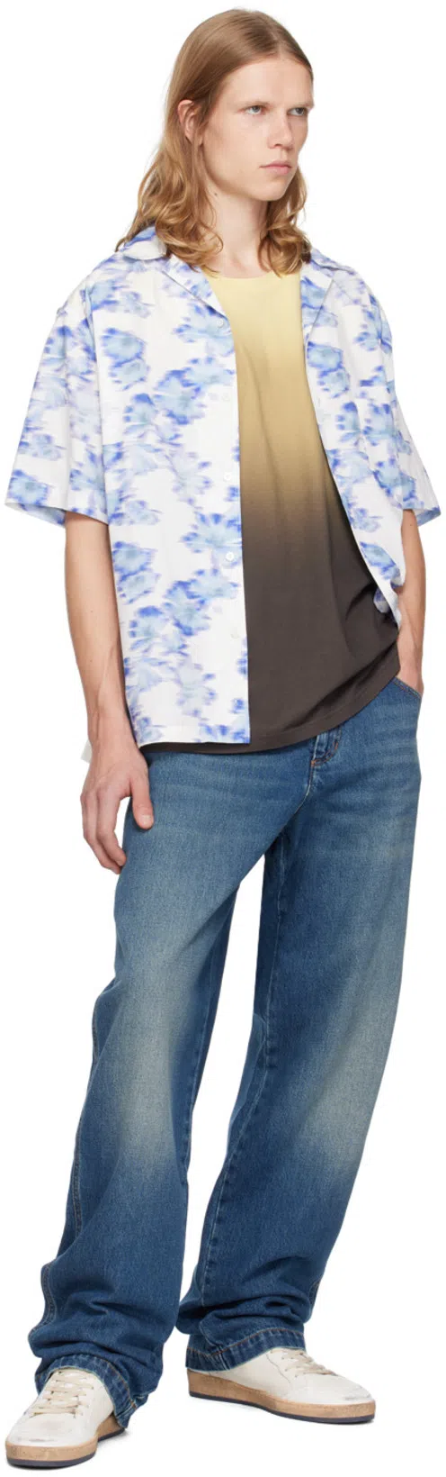 GOLDEN GOOSE Ballstar White Low Top Sneakers With Star Patch On The Side And Maxi Lettering On The Rear In Leathe