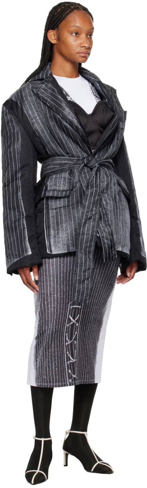 JEAN PAUL GAULTIER Black Insulated Blazer In 0001-black/white