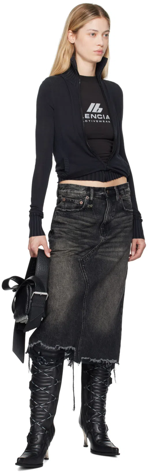 ALEXANDER WANG Black Leather Small Ricco Shoulder Bag