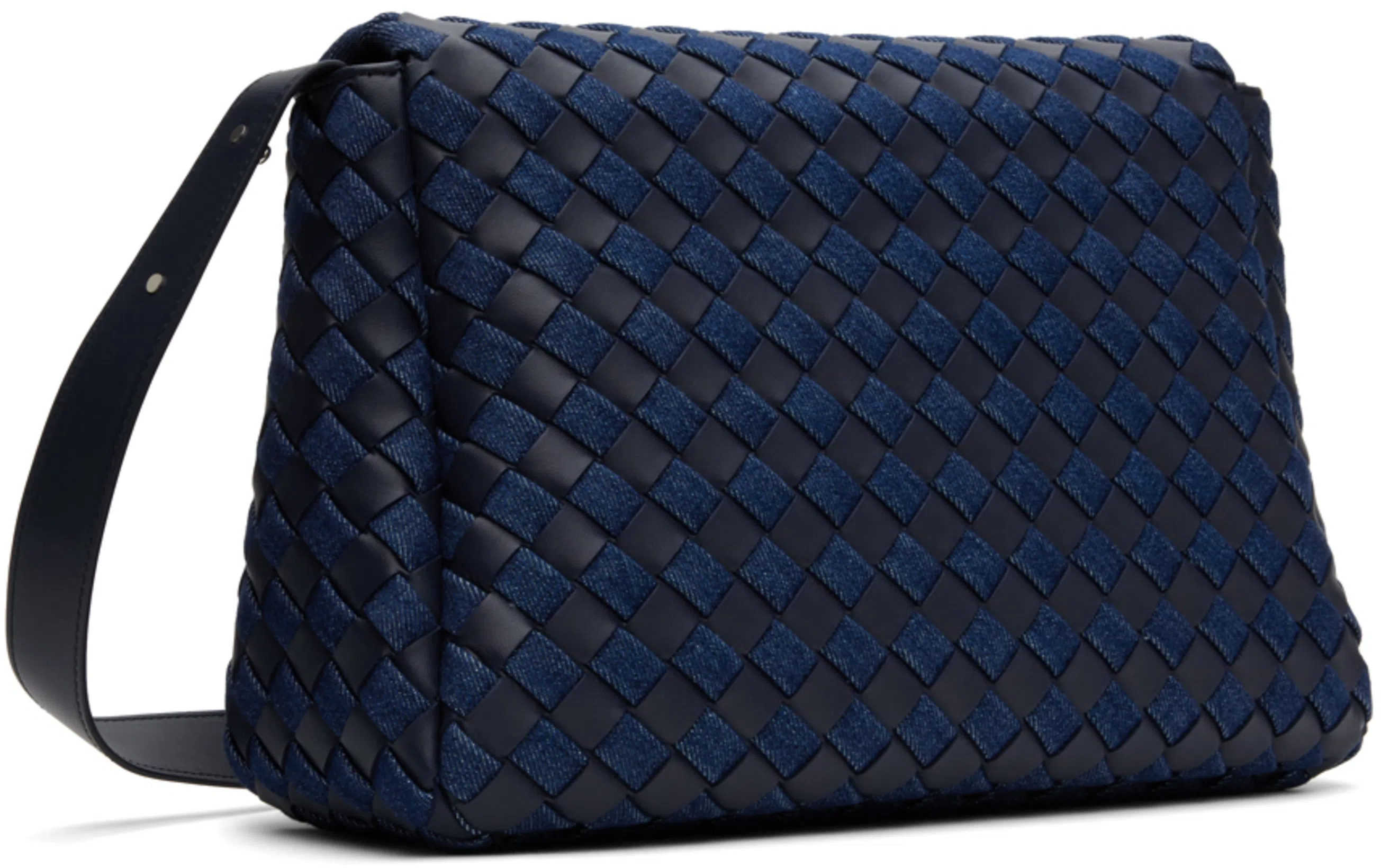 BOTTEGA VENETA Navy & Indigo Large Cobble Messenger Bag In 4166 Abyss-indigo/ab
