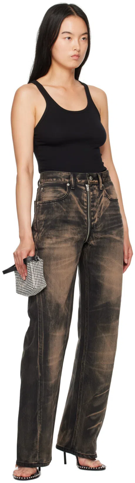 AGOLDE Poppy Ribbed Tank Top In Black