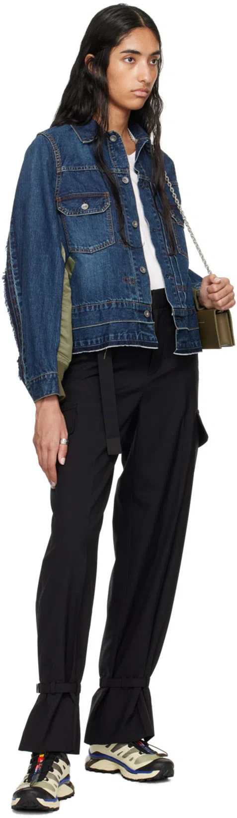 SACAI Pinstripe Trousers Featuring Cargo Pockets In Black