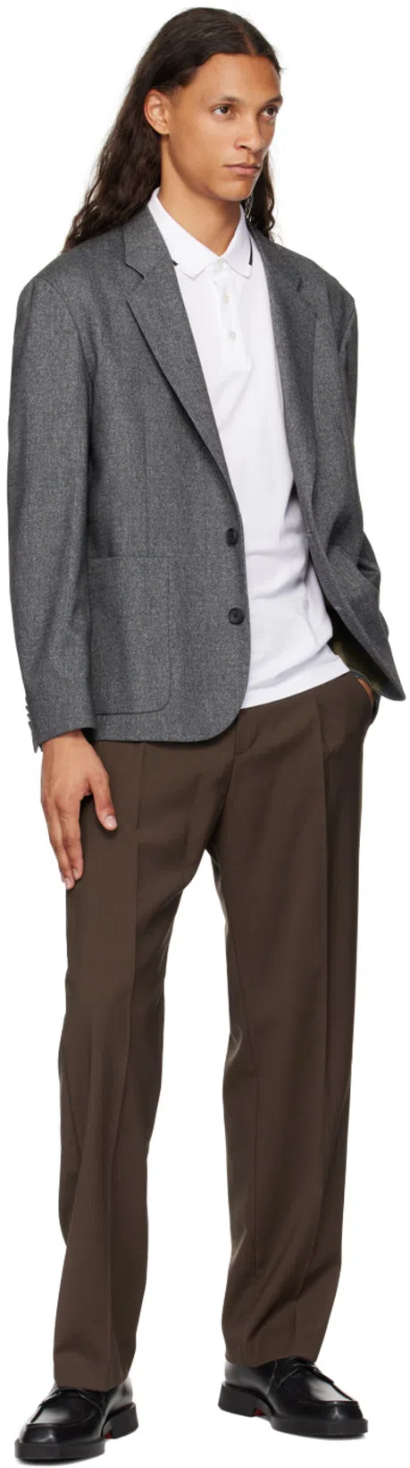 HUGO BOSS Deresino232 Mens Tipped Polo Shirt With Logo Label In White