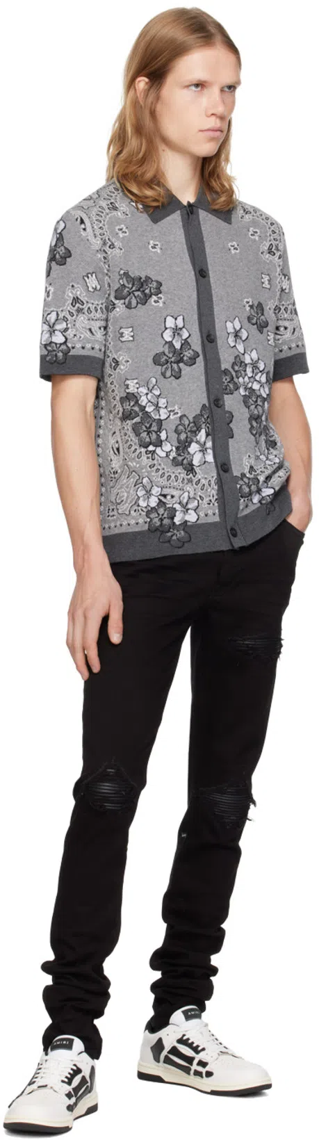 AMIRI Distressed Slim Fit Jeans In Black