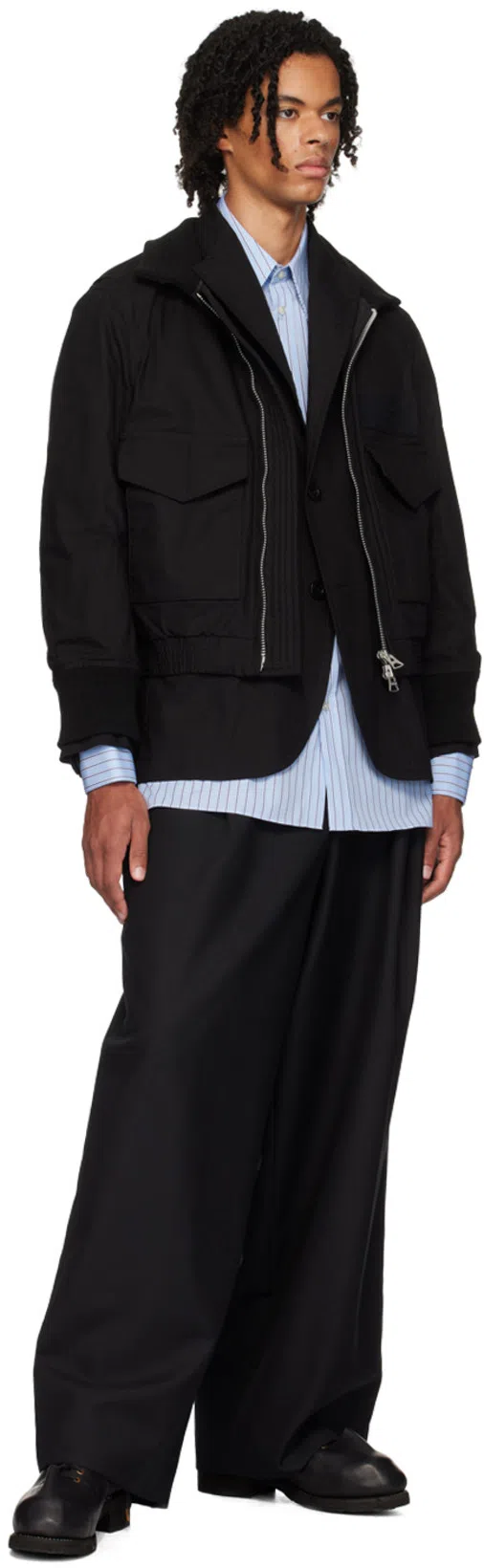 DRIES VAN NOTEN Wide-leg Tailored Trousers In 900 Black