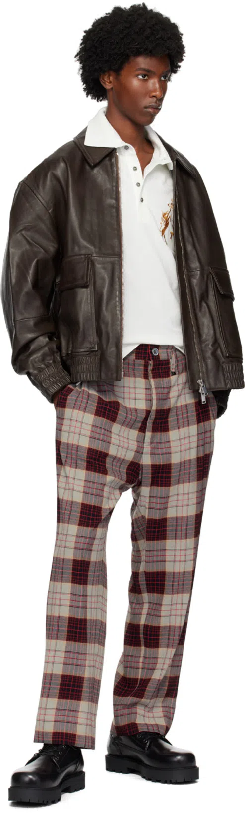 VIVIENNE WESTWOOD Straight Checkered Slim Cut Trousers In Red