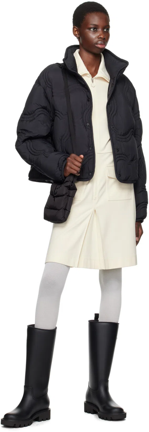 MONCLER Rubber Kickstream Boots With Drawstring In Black