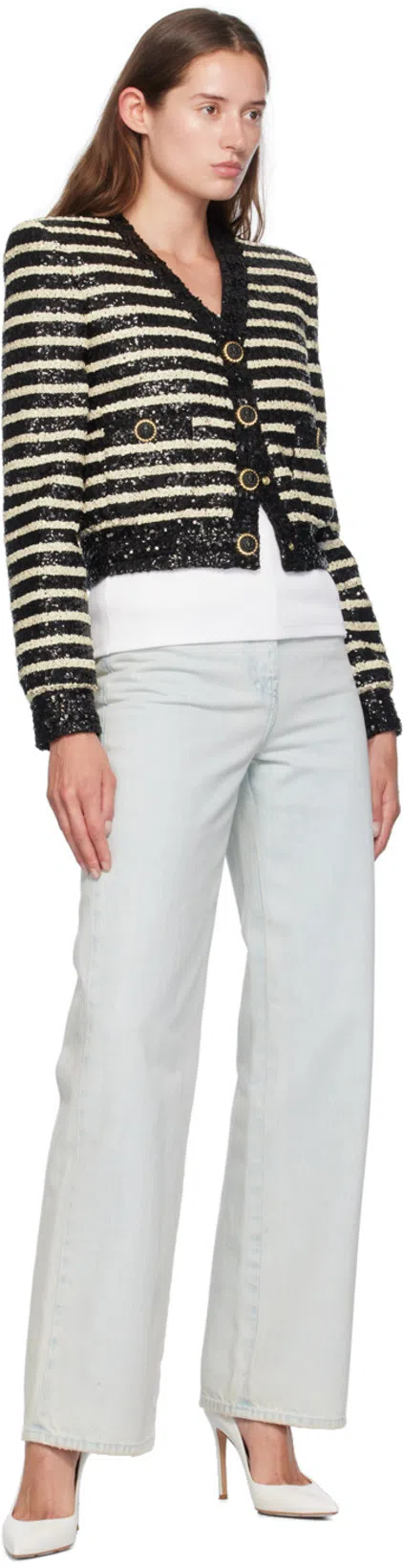 GIVENCHY Oversized Jeans In Mixed Denim And Tweed With 4g Liquid Detail In Blue