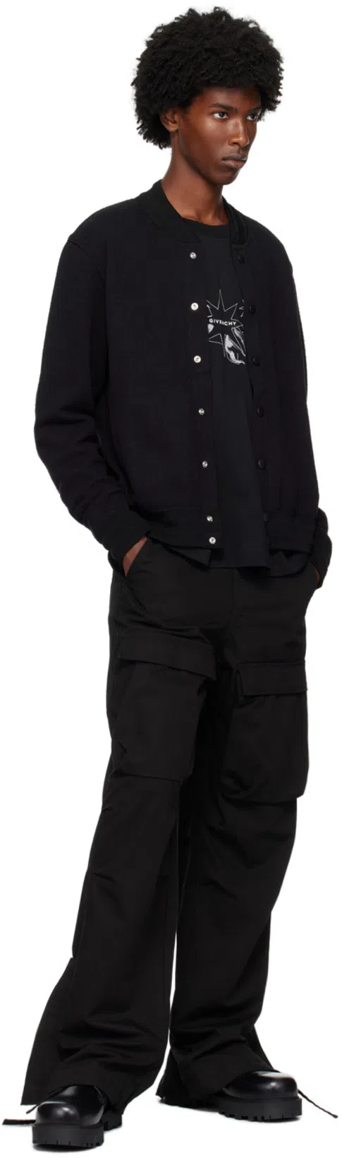 GIVENCHY Black Jacquard Logo Bomber Jacket In 001-black