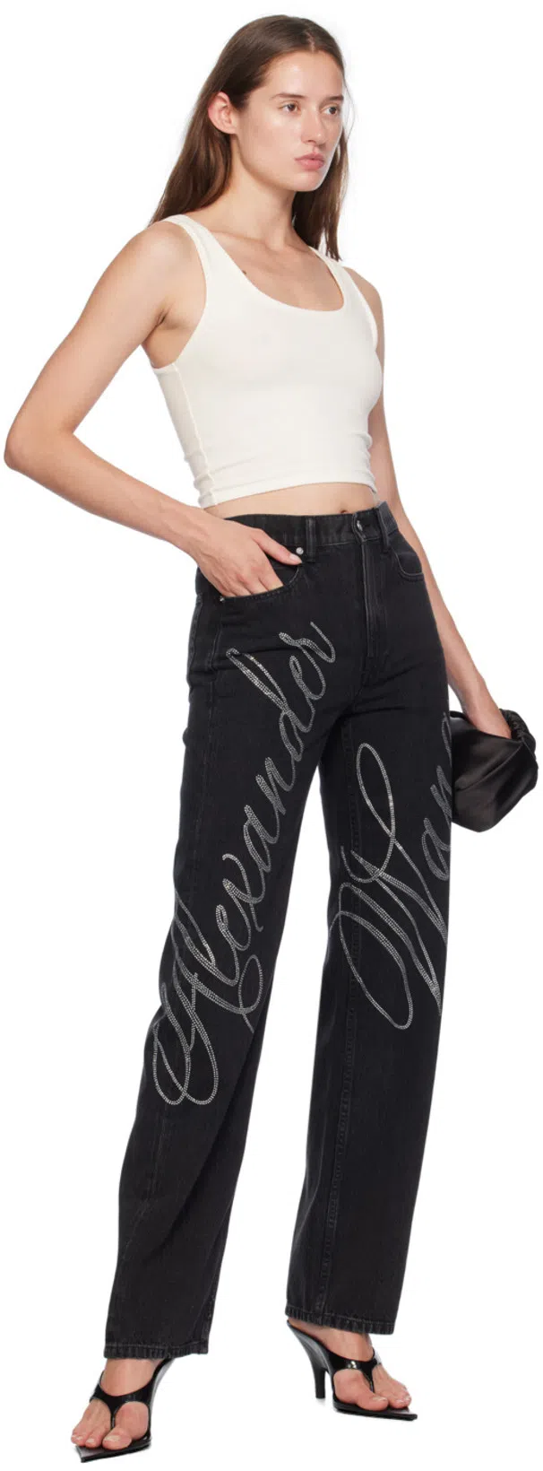 WARDROBE.NYC Off-white Crop Tank Top In Off White