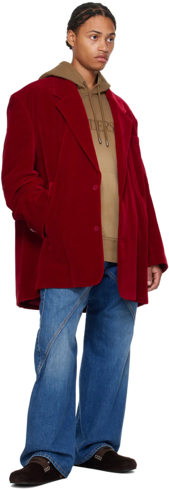 JW ANDERSON Oversized Velvet Blazer In Red