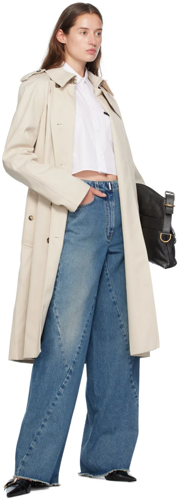 GIVENCHY Medium Voyou Buckle Shoulder Bag In Tumbled Leather In Black