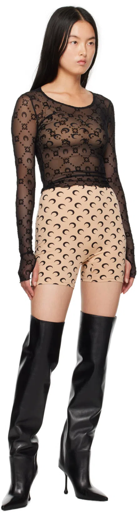 MARINE SERRE Tan All Over Moon Sport Bra In Multi