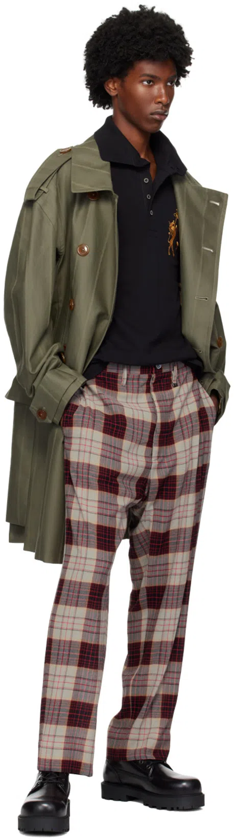 VIVIENNE WESTWOOD Straight Checkered Slim Cut Trousers In Red