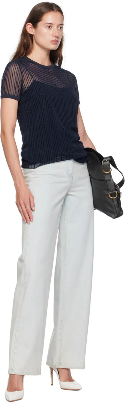 GIVENCHY Oversized Jeans In Mixed Denim And Tweed With 4g Liquid Detail In Blue