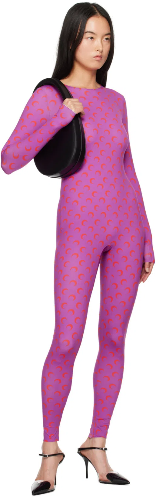 MARINE SERRE Brown Moon Print Mesh Tights