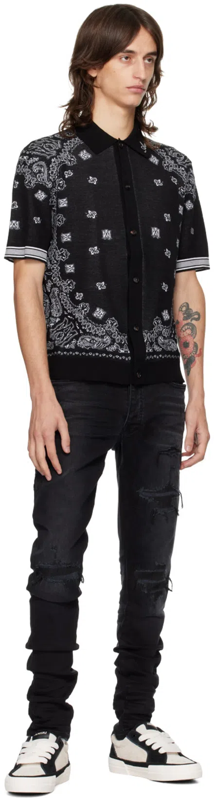 AMIRI Distressed Slim Fit Jeans In Black