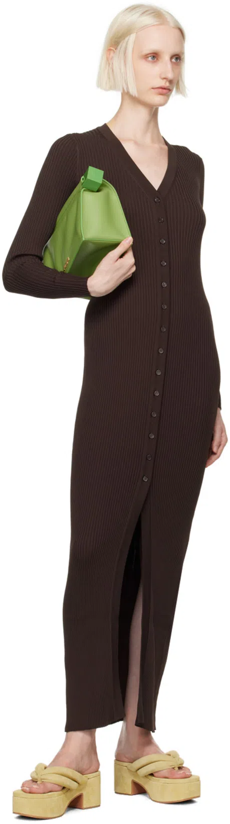 JACQUEMUS Womens Green La Petite Pochette Rond Leather Clutch Bag