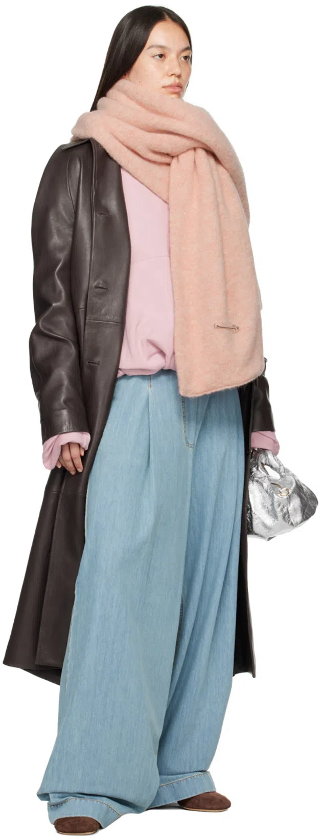 DRIES VAN NOTEN Draped Oversized Hooded Sweatshirt In Pink