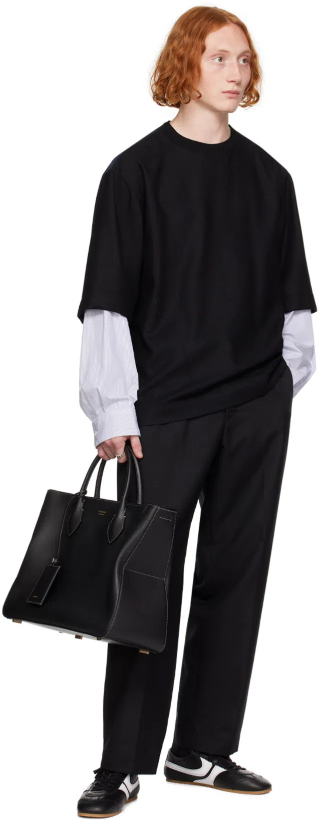 FERRAGAMO Large Calfskin Tote Bag In Black