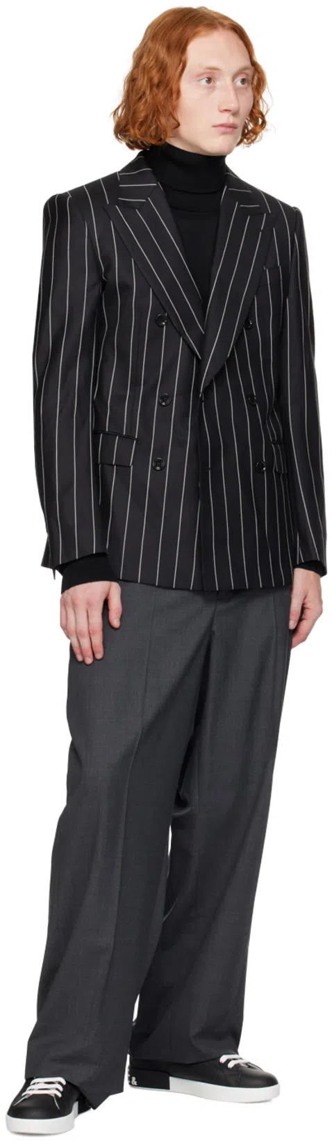 DOLCE & GABBANA Portofino Sneakers In Black Leather With Silver Inserts Dolce E Gabbana