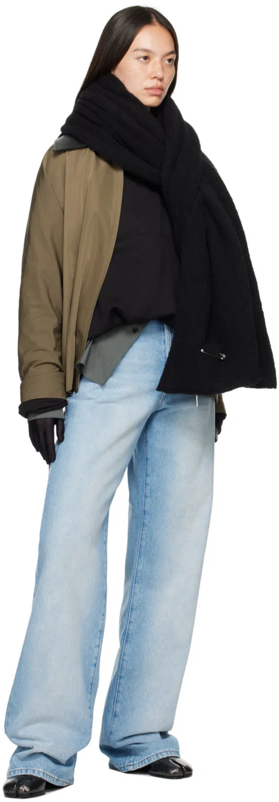 DRIES VAN NOTEN Oversized Draped Black Sweatshirt