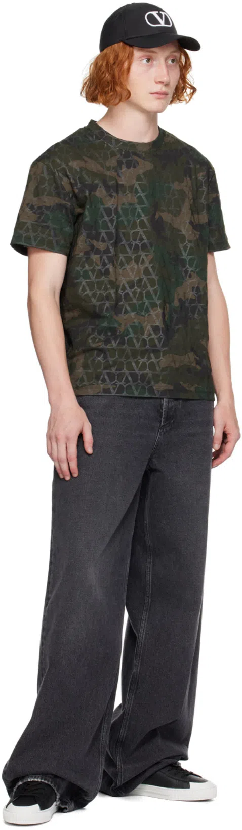 VALENTINO Toile Iconographe Camouflage-print T-shirt In Green