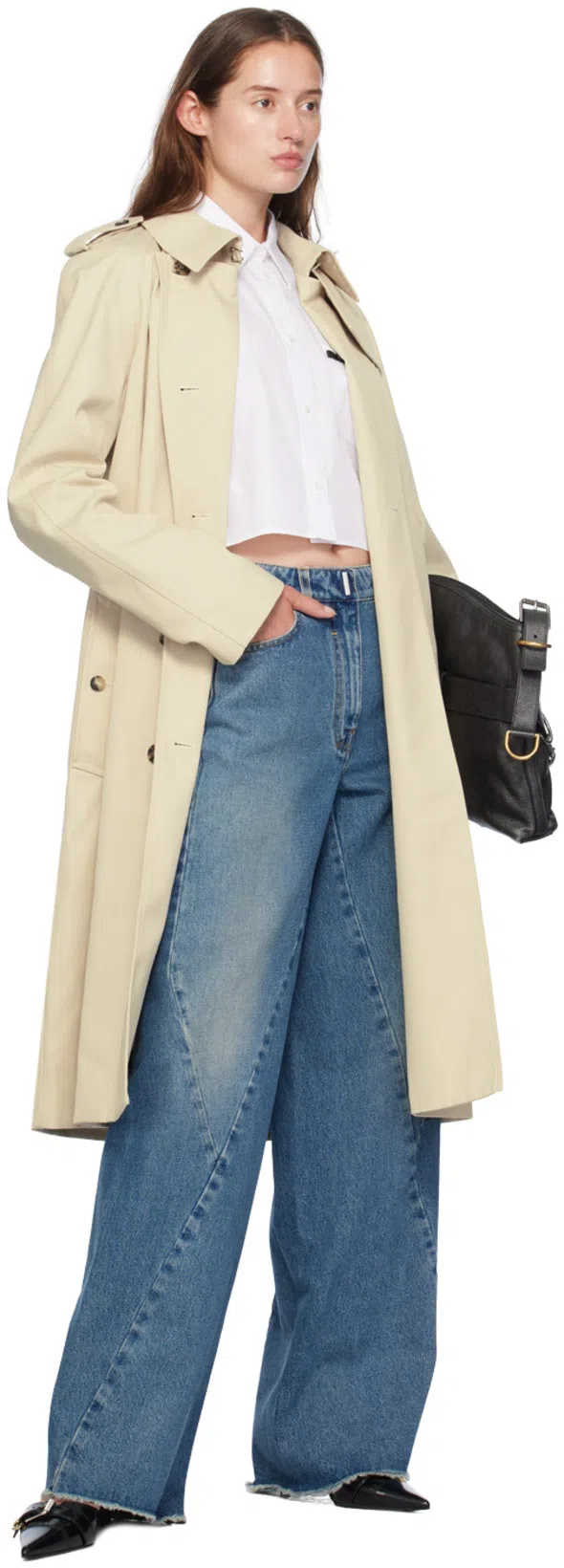 GIVENCHY Medium Voyou Buckle Shoulder Bag In Tumbled Leather In Black