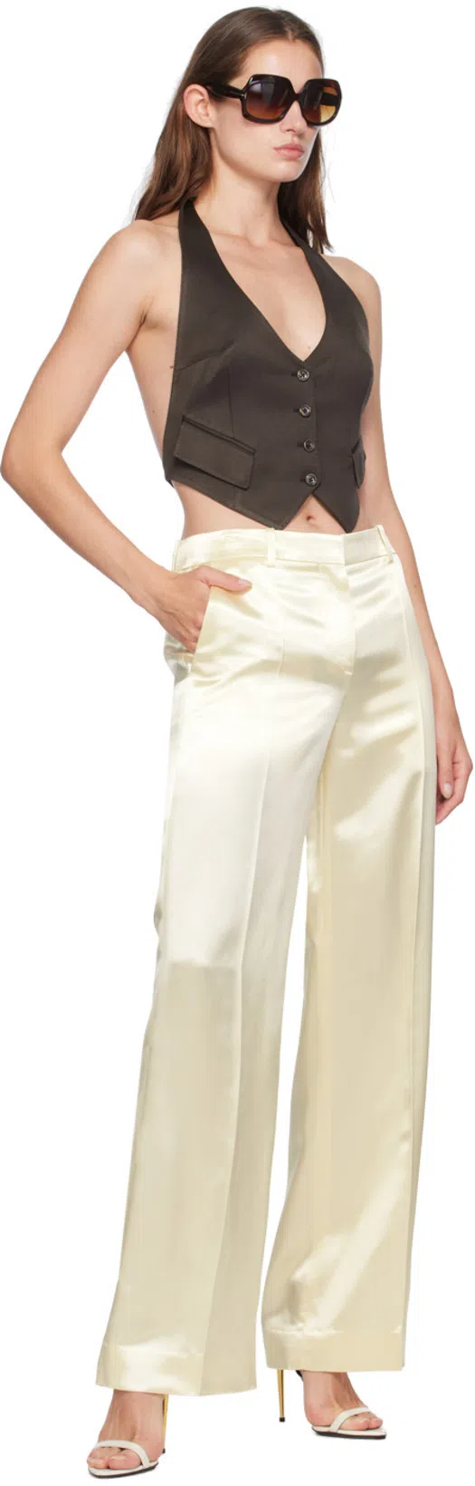 TOM FORD Silver Nappa Padlock Pointy Naked Heeled Sandals